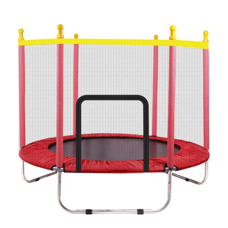 Hot-selling 100cm/140cm PVC children's indoor round trampoline red blue yellow anti-skid protective net factory direct sales