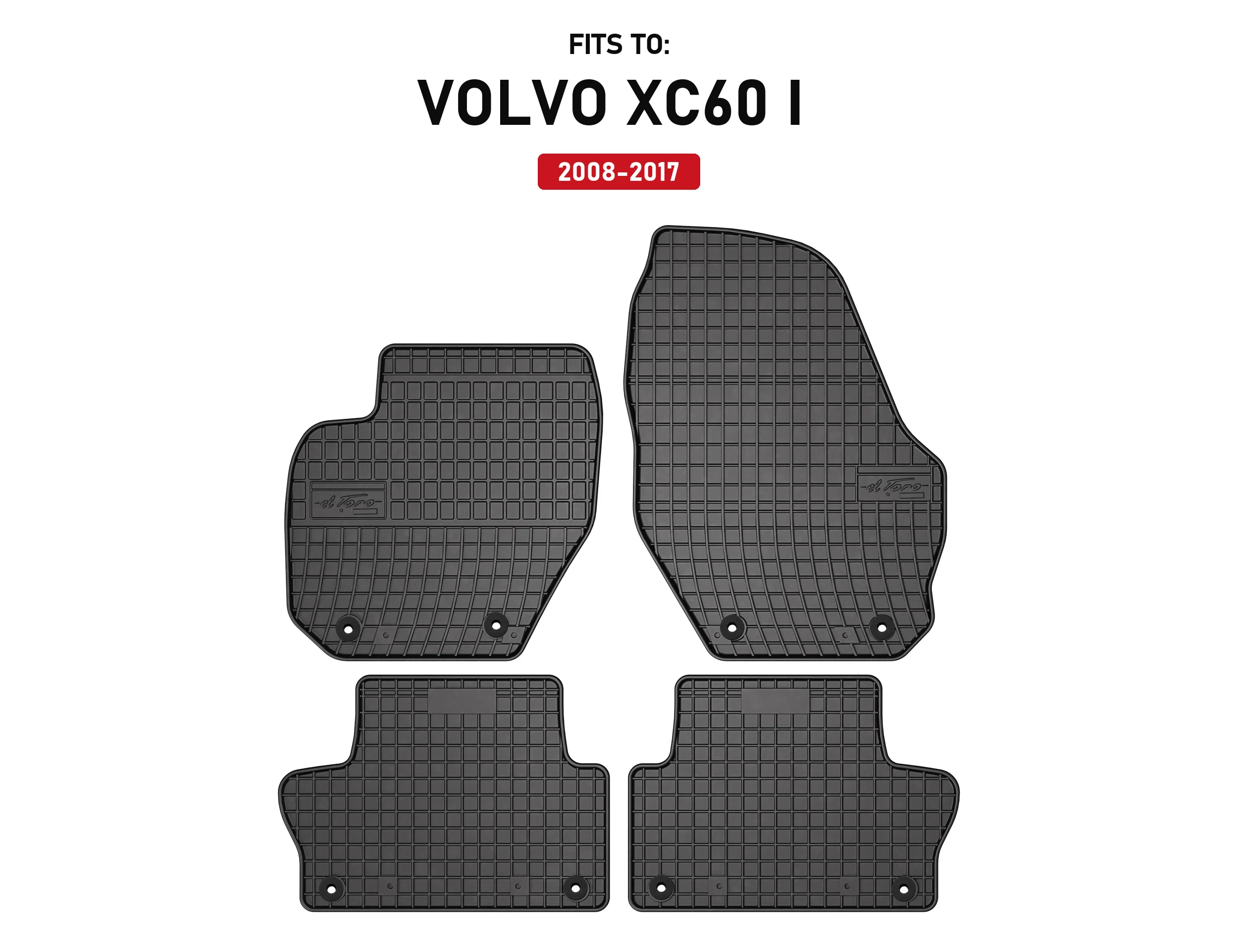 Autotapijten Rubber Zwart Voor: Volvo XC60 I 2008-2017 crossover