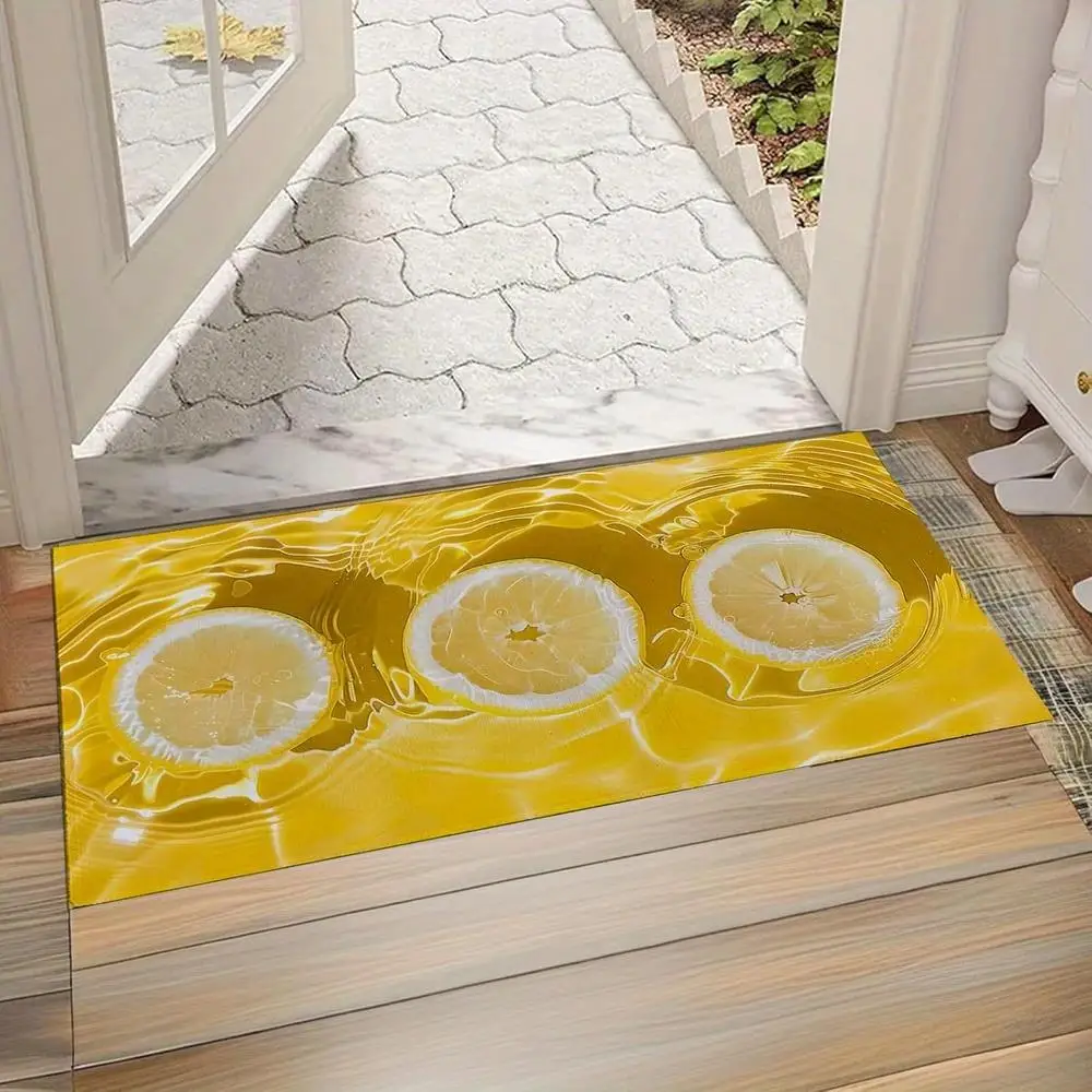 

Lemon Pattern Crystal Velvet Carpet, Non - slip and Water - absorbent, Suitable for Kitchen and Outdoor, Home Decoration