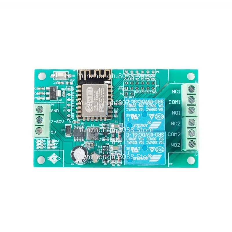 Dual Channel 5V 8-80V ESP8266 ESP-12F Development Board Network Wireless WIFI Relay Module