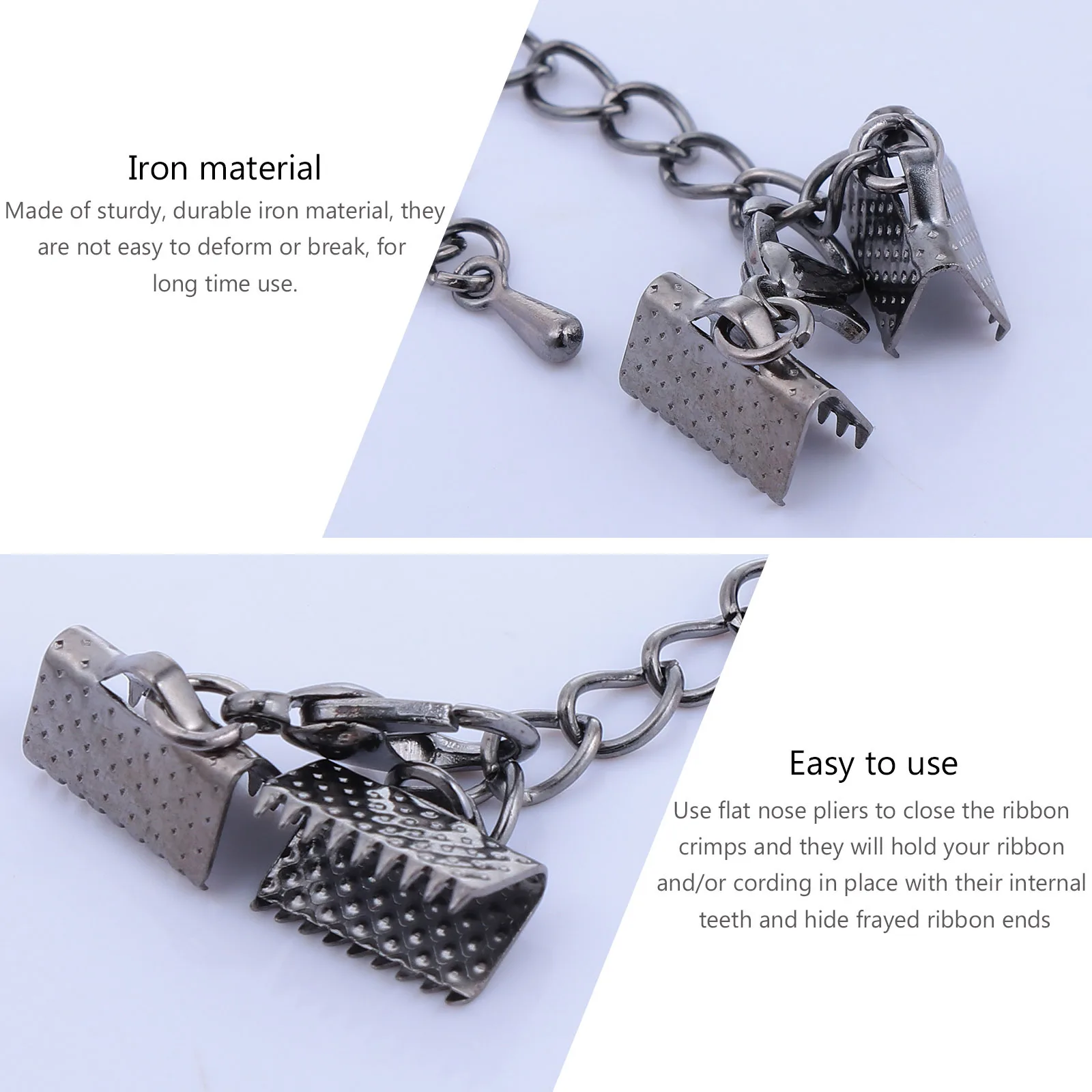 20 pz 10mm piccola goccia d'acqua fermagli per cavi clip a crimpare in ferro per gioielli fai da te creazione di nastri artigianali in pizzo corde piatte segnalibro