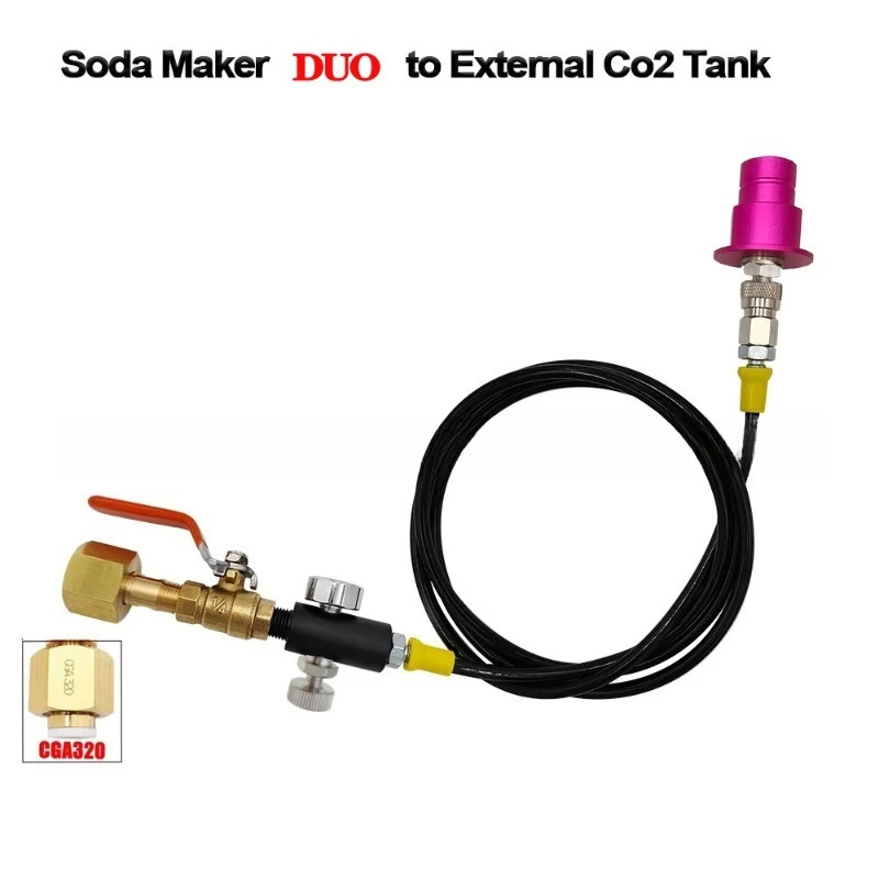 Soda‑Machine CO2 Filling Line 150cm Hose Ball‑Valve Manometer Bleed Valve for Terra DUO Art Gaia Model