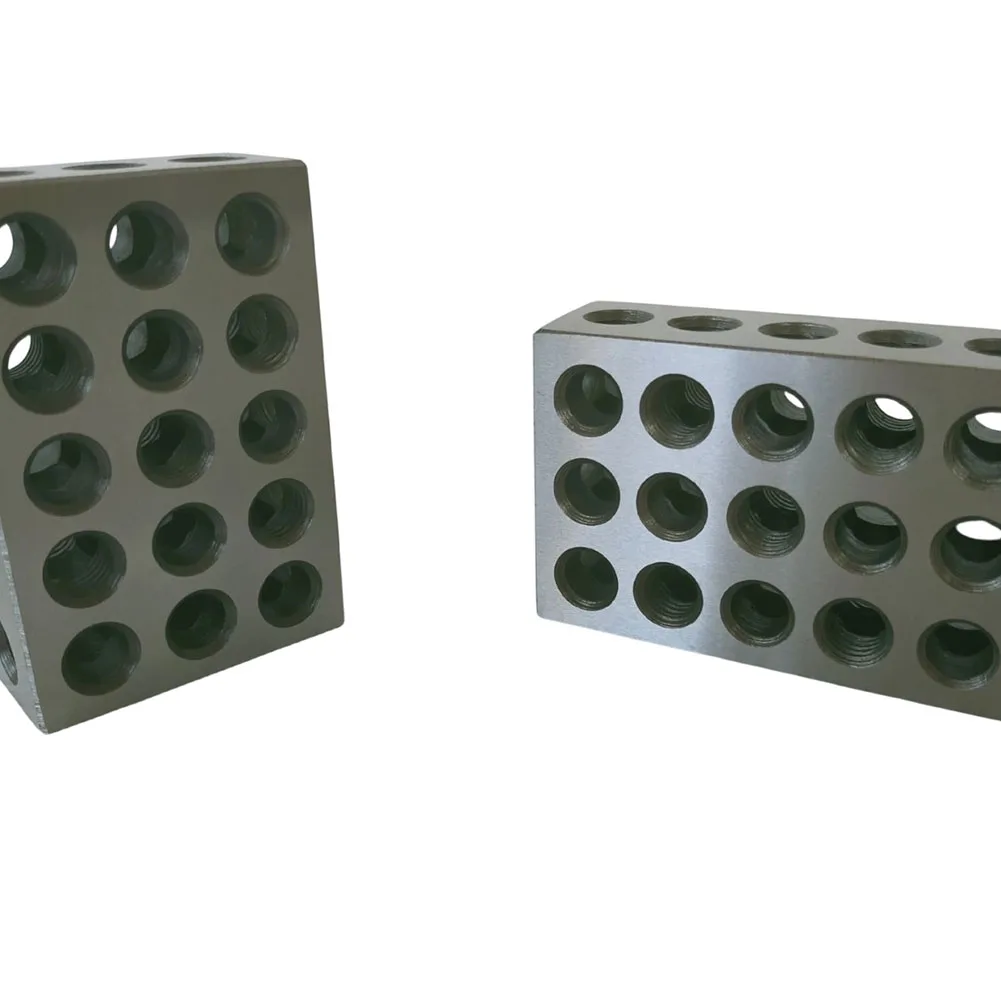 Steel Blocks 1x2x3 Inch Matched Pair Accuracy Ground with 23 Holes for Positioning in Metalworking and Woodworking