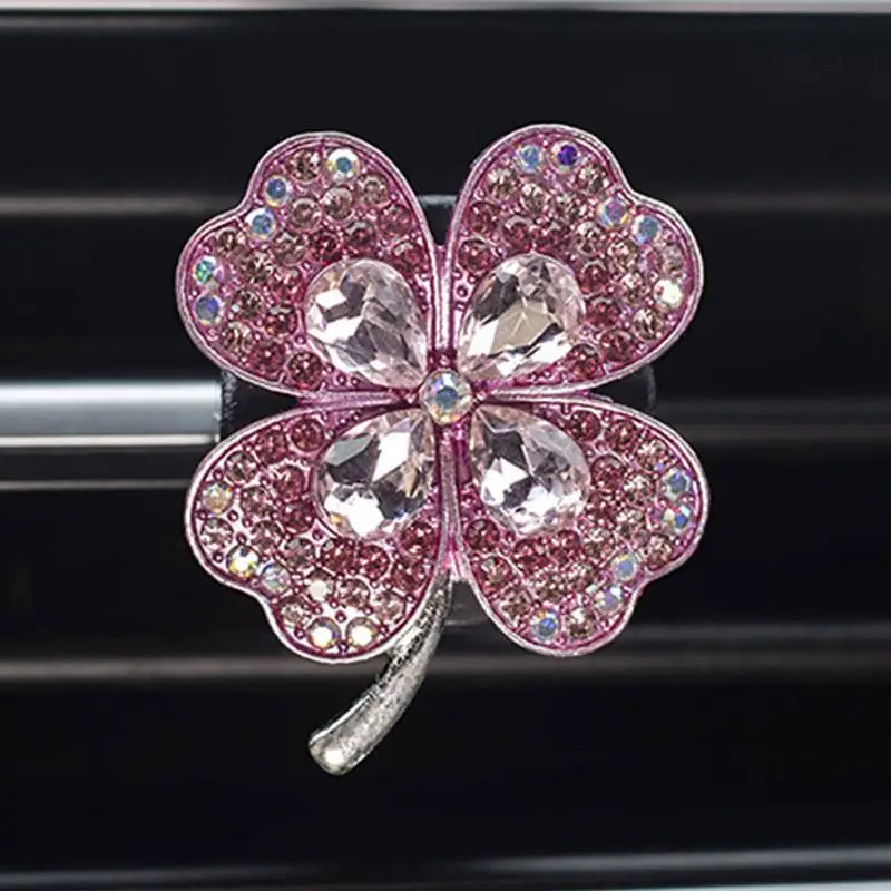 Car Vent Clips Alloy Four Leaf Clover Alloy Car Air Freshener Fragrance Decor Multifunctional Rotatable Car Interior Accessories