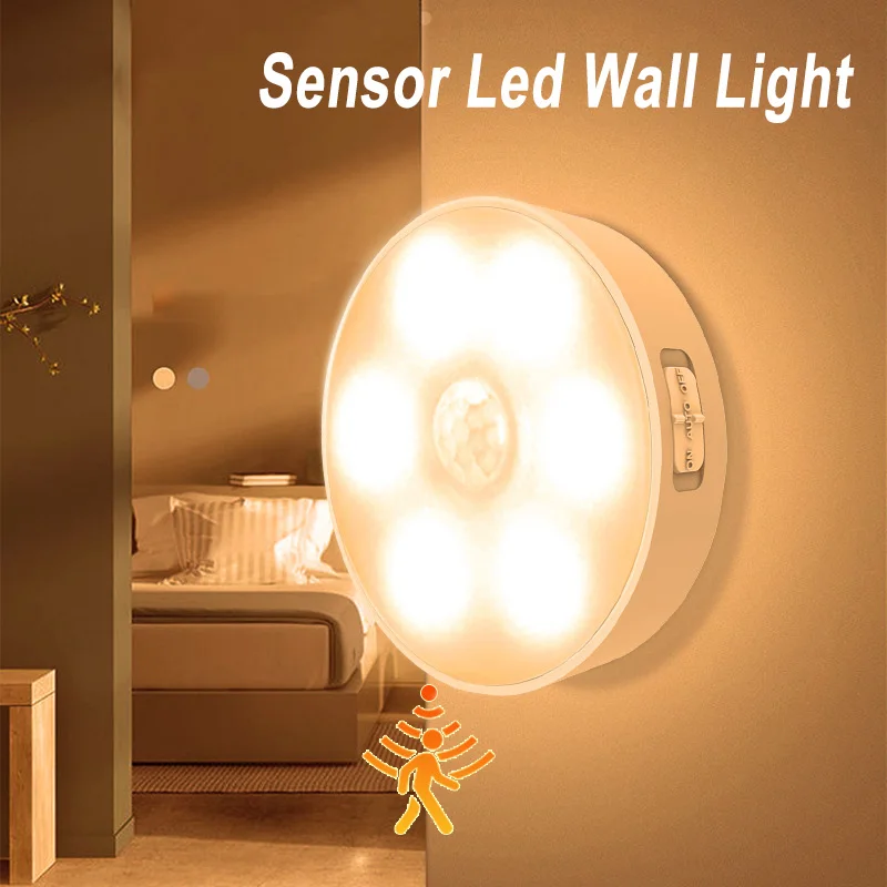 

PIR Motion Sensor Wall Lamp,Rechargeable Wireless LED Night Light,Magnetic Mount,Indoor Bedroom Corridor Hallway Bathroom Light