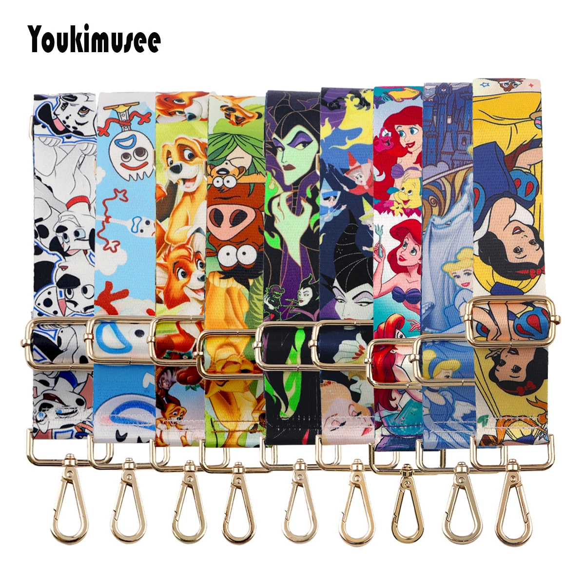 Classic Cartoon Princess Adjustable Widening Shoulder Bag Charms Straps Crossbody Bags Fashion Bag Accessories for Women Handbag