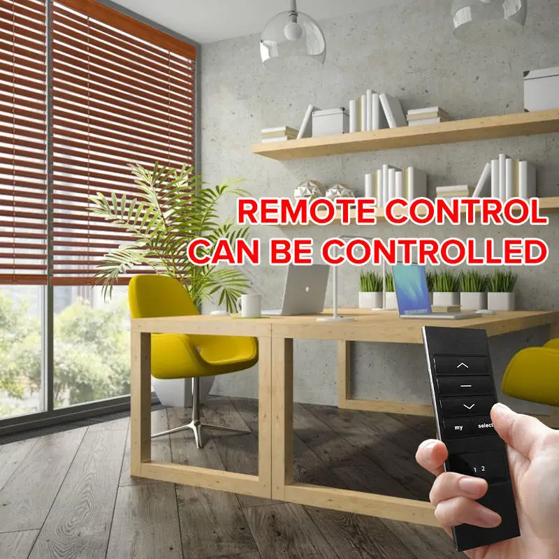 

Factory Price High Quality Custom Shade Faux Wood Lithium Battery Wifi App Control Motorized Wooden Venetian Blinds For Windows