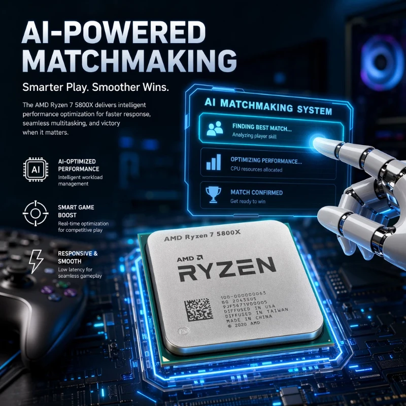 AMD R7 5800X AM4 Platform Desktop Processor 8‑Core 16‑Thread 3.8‑4.7GHz 32MB L3 7nm DDR4 3200MT/s Without Cooler