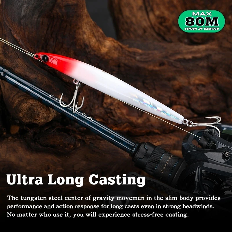 TSURINOYA Max 80m Long Casting Slim Sinking Pencil GRIFFIN 115mm 20g 115S Tungsten Weight Saltwater Fishing Lure Hard Bait Model