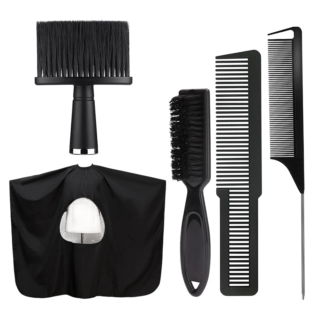 

5Pcs Haircut Perspective Apron Haircut Set With Neck Duster Cleaning Brush Barbershop Cutting Comb Beard Brush Salon Styling