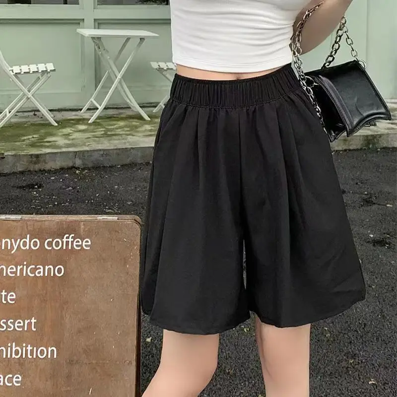Women Shorts with Pockets Casual Basics Thin Simple Loose Fit Wide Leg Female Bottom Pants Fitness Sport Solid Running Shorts
