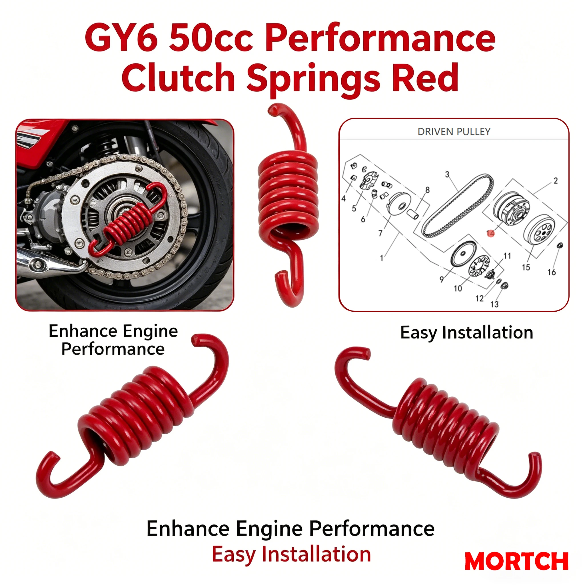 

GY6 50cc Performance Clutch Springs 50-R4036B 139QMB Engine For Chinese Scooter Moped