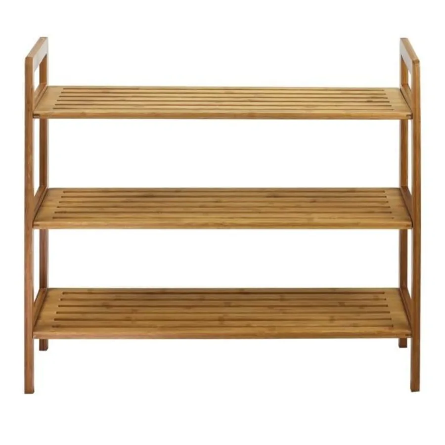 3-Tier Bamboo Shoe Rack Color: Natural Holds 9 to 12 Pairs of Shoes 10.7 in. L x 27 in. W x 23.5 in. H