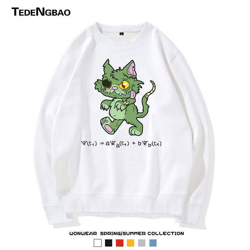 Schr Ö Dinger's Cat Casual Round Neck Top for Boys and Girls, Quantum Mechanics Physics Pullover, Trendy Hoodie