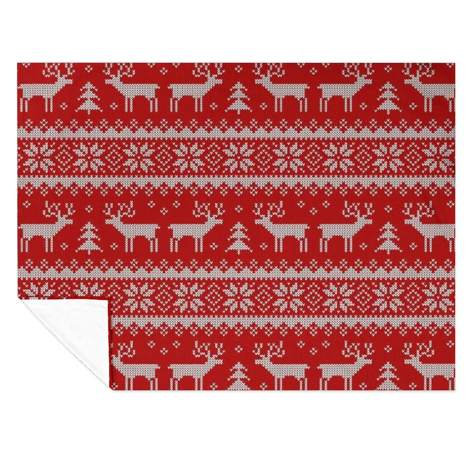 

Knitted scandinavian ornament with deers. Throw Blanket Bed linens Furrys Furry Luxury Throw Blankets