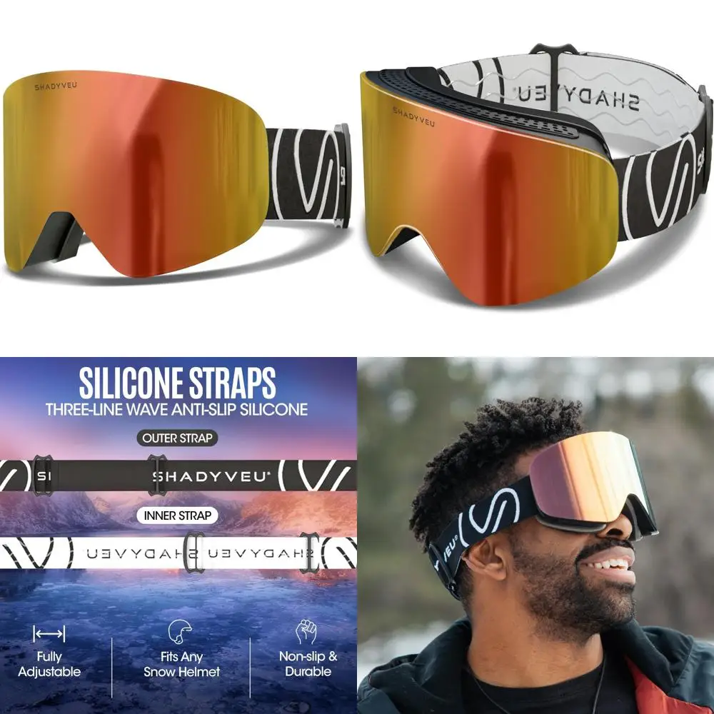 

Adjustable UV400 Snowboard Ski Goggles with Interchangeable Lens for Men and Women - Anti-Fog TPU Lens Protection