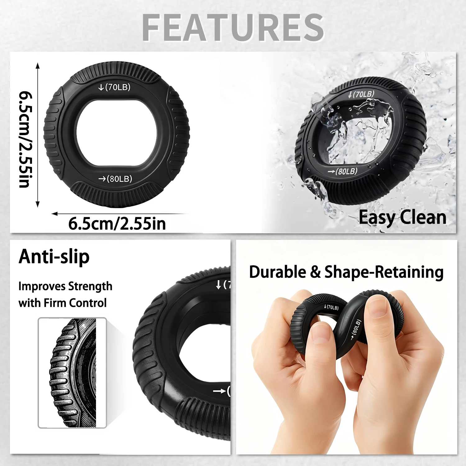 Silicone Hand Grip Strengthener 20-80LB Gripping Ring Finger Trainer Carpal Expander Muscle Finger Stretcher Relieve Wrist Pain