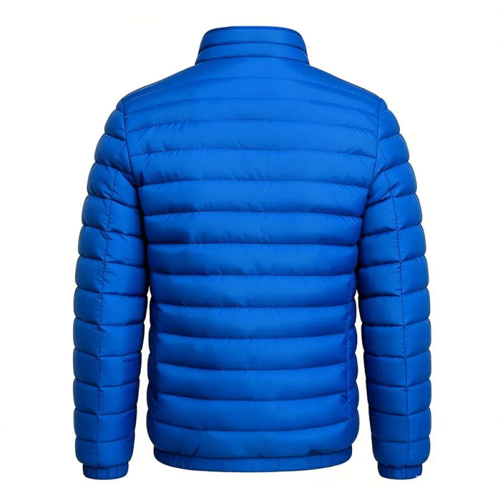 Fashion Mens Stand Collar Casual Jacket Solid Color Slim Fit Winter Warm Cotton Coat Zip Up Comfortable Outerwear Plus