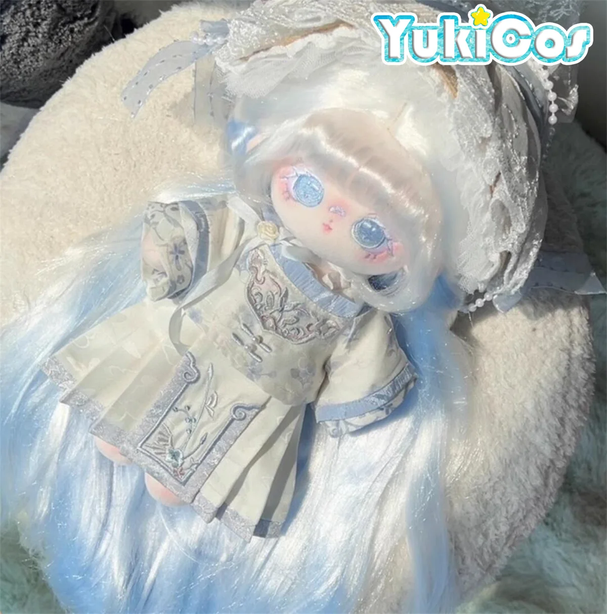 Fata Tea Party Cinese Lolita Hanfu Abito blu Costume antico Peluche ripiene 30 cm Accessori per bambole Vestiti per bambole