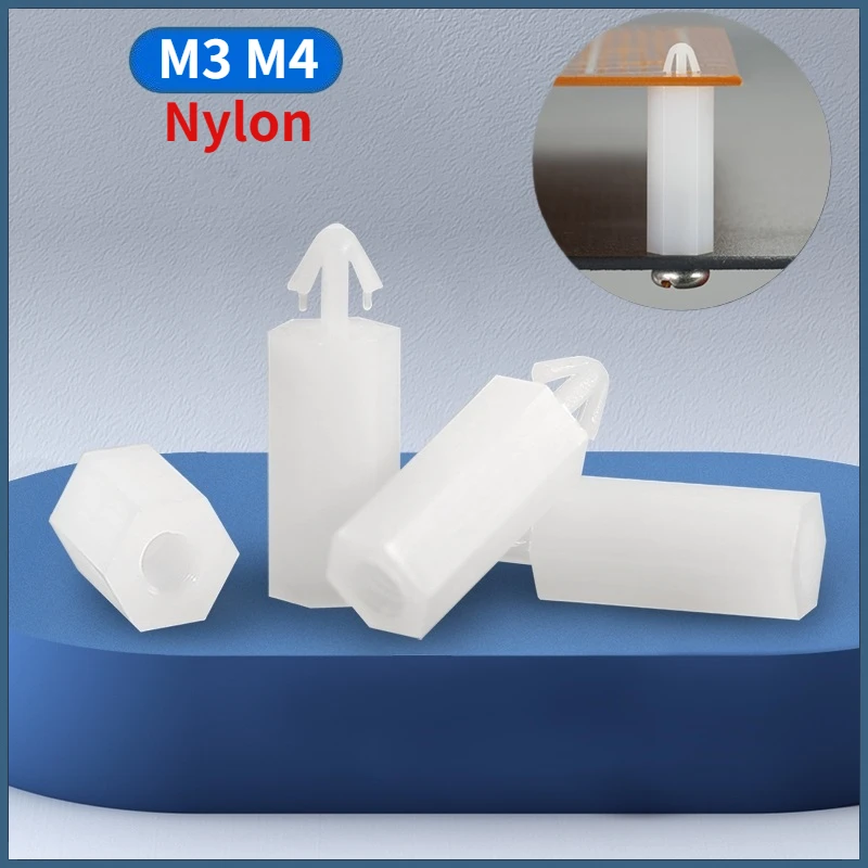 10/20/30pcs M3 M4 White Nylon Spacing Screw For PCB Circuit Board Push-in Nylon Post Fixed Standoff Spacer Pillar