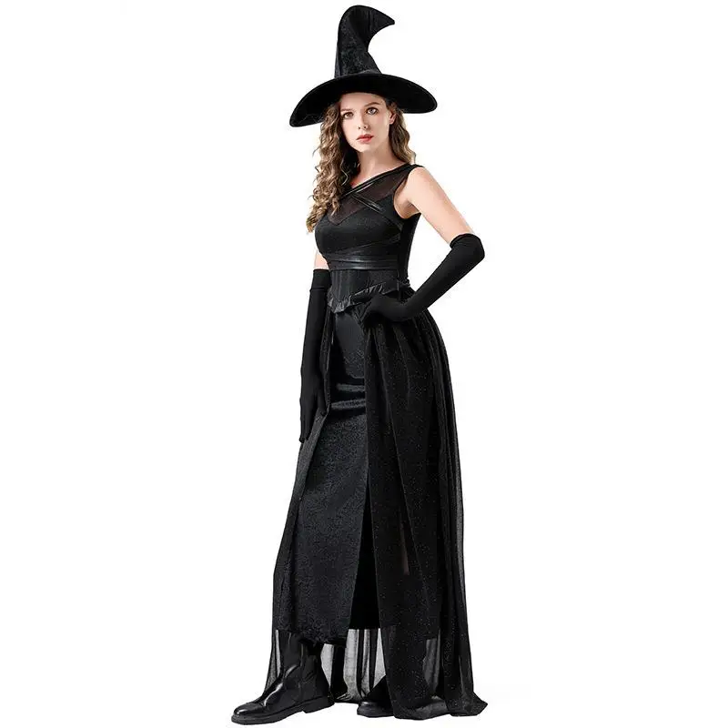 

Sexy Bla Witch Doctor Costume loween Outfit Set Long Skirt Death God Magic Lady Ele Women's Traditional Costume