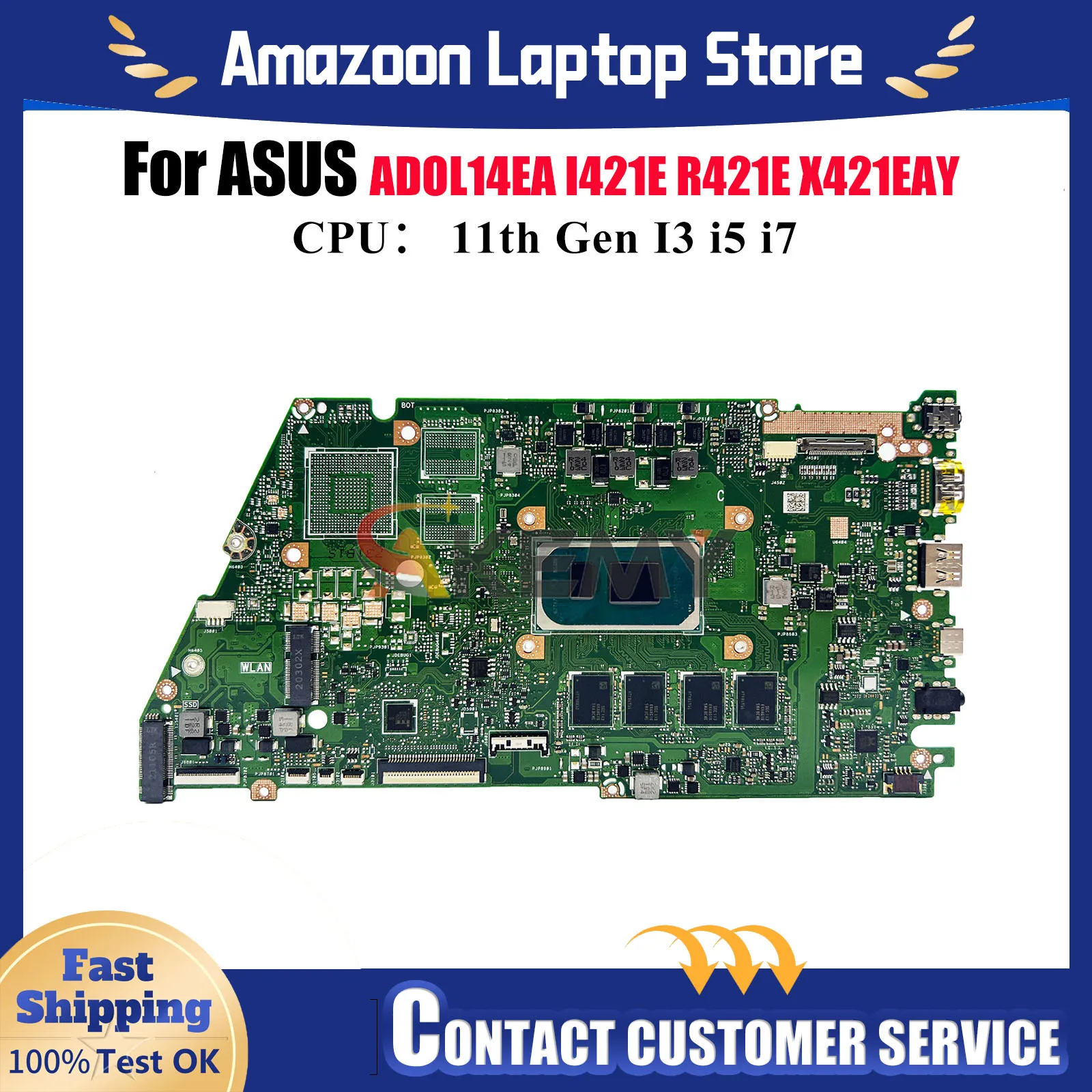 

X421EA Материнская плата для ноутбука ASUS VivoBook K433E ADOL14EA I421E X421EAY R421E X421E S433E Материнская плата с процессором 11-го поколения I3 i5 i7