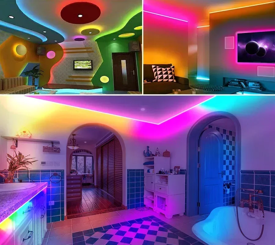 Fita conduzida rgb ao ar livre à prova dwaterproof água 12v 5050 18/30/60 leds/m 5m 10m 15m conduziu a luz de tira led bluetooth luzes decoração do quarto corda gelo