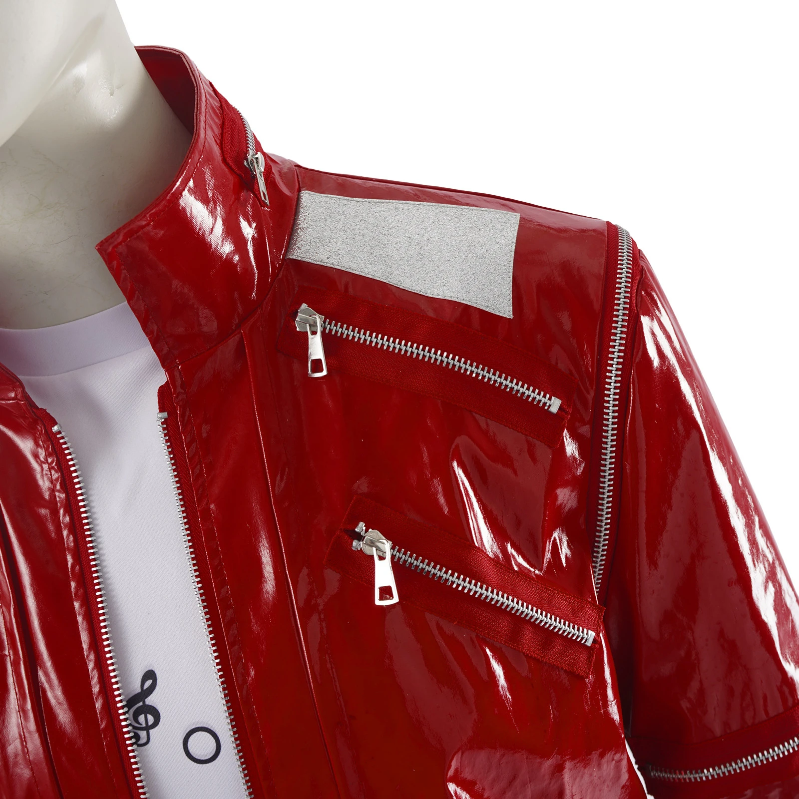 Michael Jackson Beat It Cosplay Costume 4-15T MJ Impersonator PU Leather Punk Coat Red Zipper Jacket Pant Set Halloween Stage - view 4