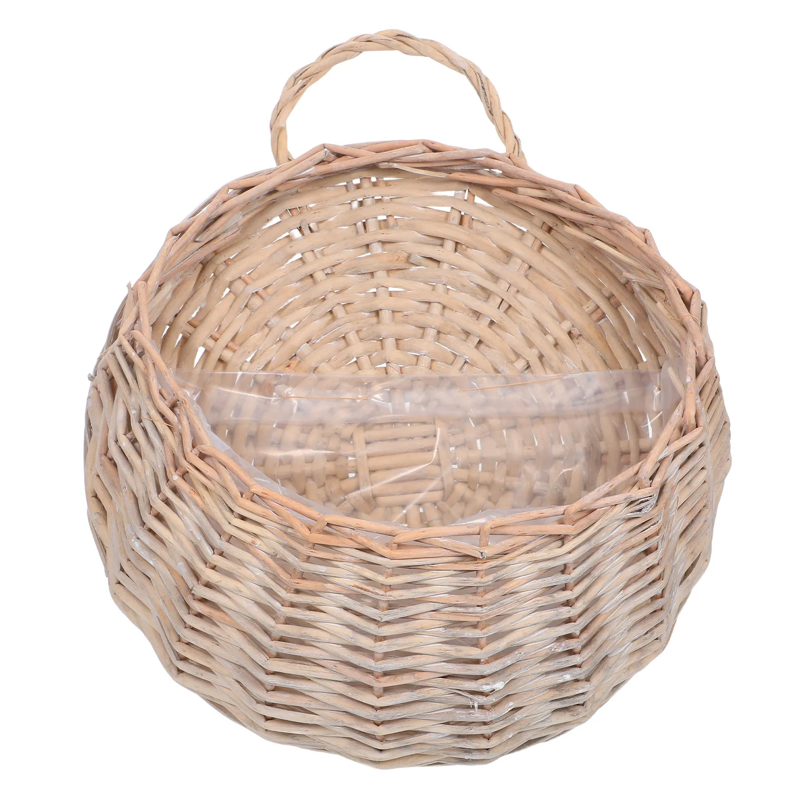 Handwoven Wall Basket Rustic Front Door Hanging Basket Plastic Liner Flower Vegetable Fruit Storage Decorative Planter Organizer