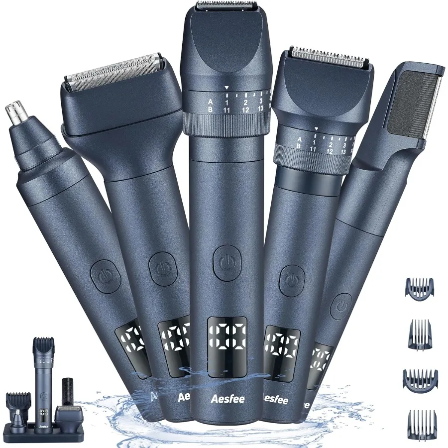 Beard Trimmers Kit for Men Precise Dial Adjustable 20 Lengths 5IN1 Electric Shavers and Hair Clippers Set Body Nose Ear Mustach