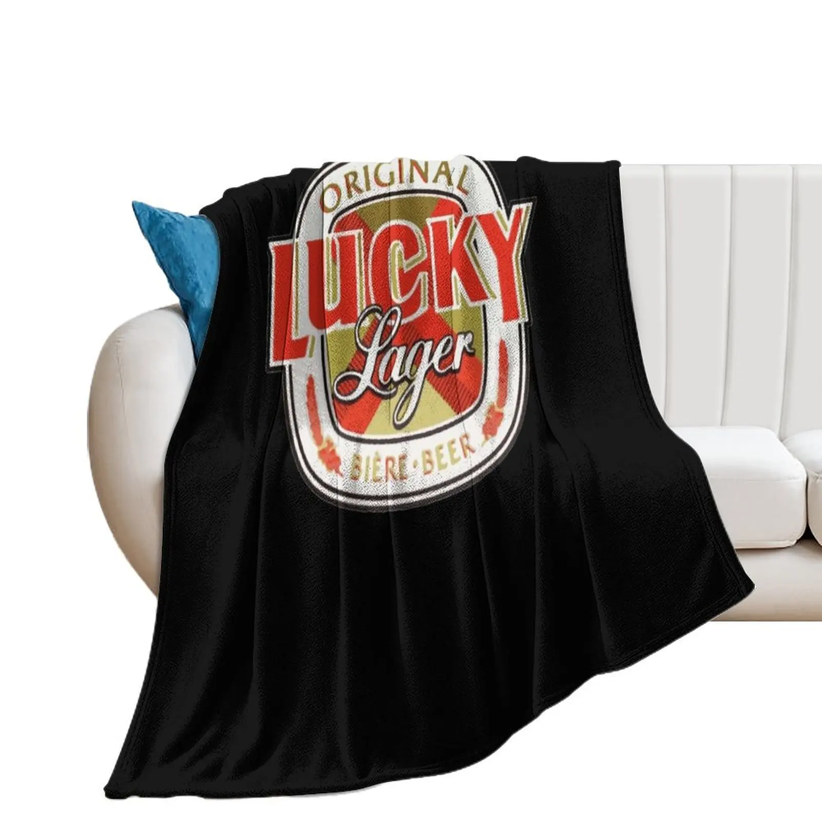 Lucky-Lager-San-Francisco-Beer Throw Blanket Soft Plaid Blankets For Bed Bed linens Blankets