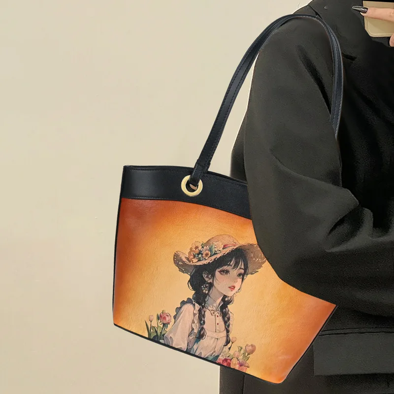 VICKAWEB Cartoon Leather Bags Big Women Handbag High Quality Casual Female Tote Brand Shoulder Bag Ladies Large Bolsos