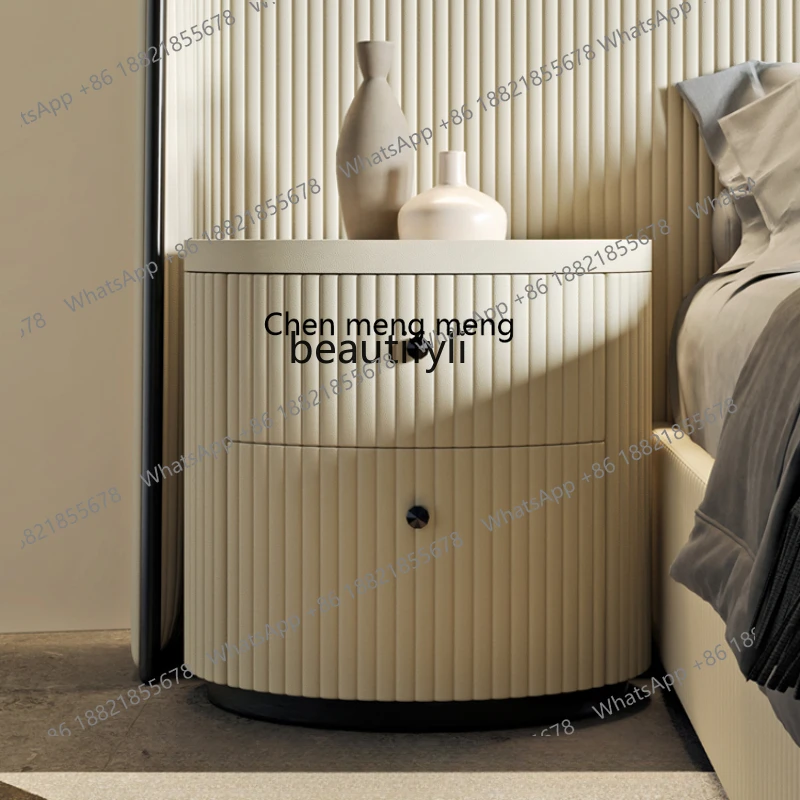 

Italian Mild Luxury Marble Oval Bedside Table French Designer Bedside Cabinet