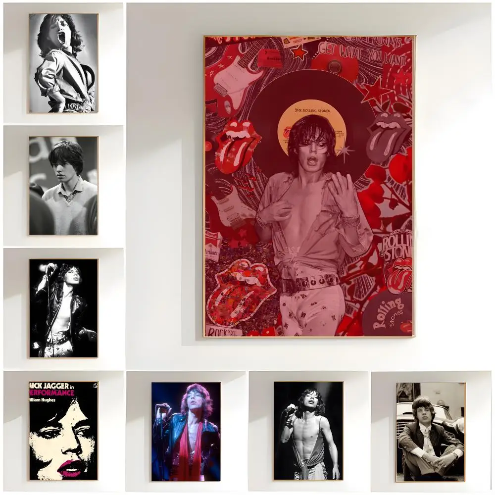 uger rock singer M-Mick Jagger Poster Classic Wall Art  Home Decor  Peel and Stick Unframed