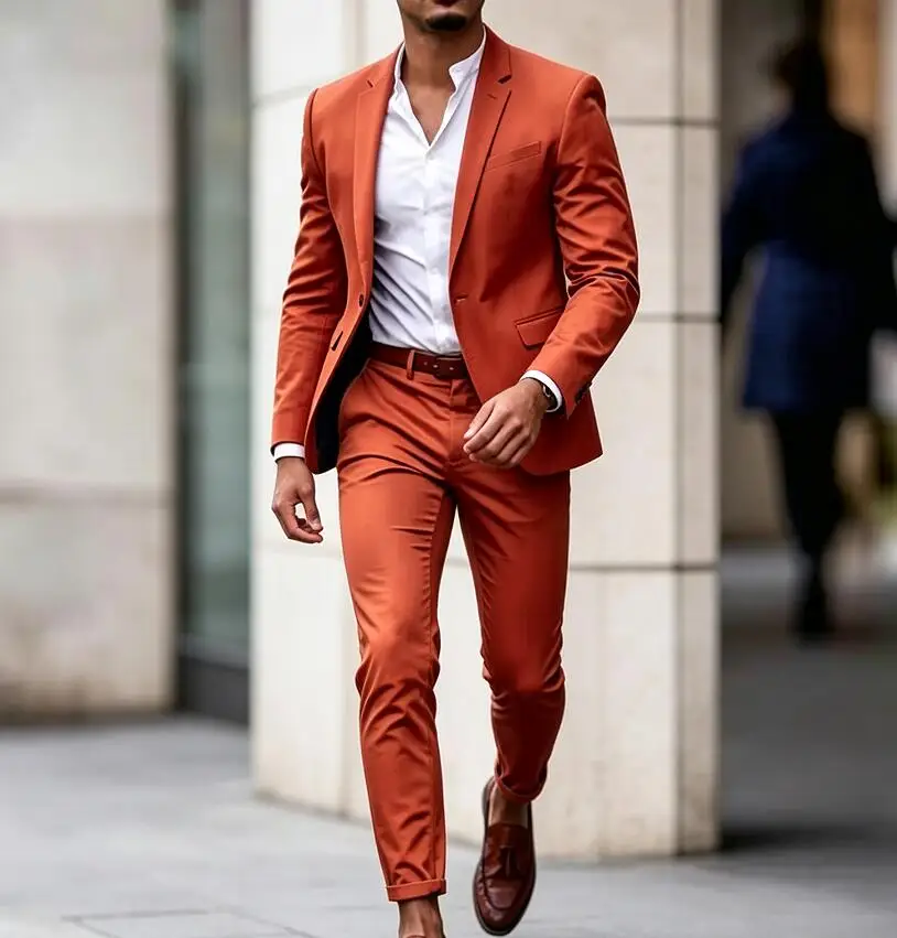New Classic Men Suits 2 Piece Blazer Single Breasted Notch Lapel Jacket Pants Slim Fit Ropa Hombre Wedding Terno Customized 2026