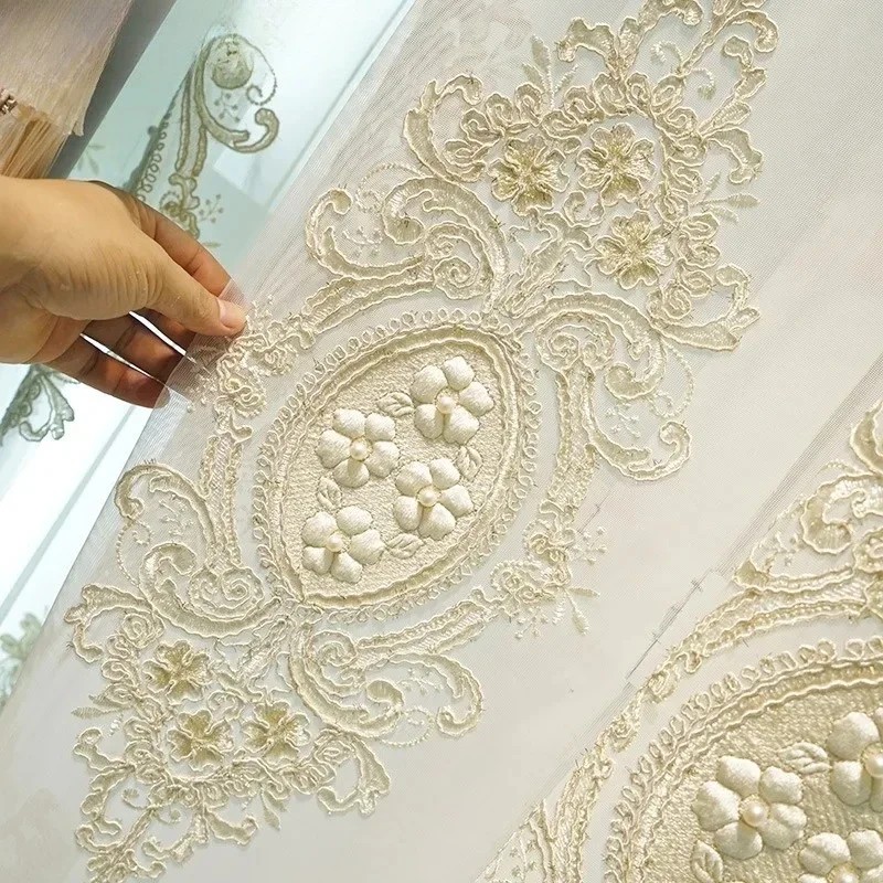 Custom curtain new modern luxury European thick velvet embroidery yarn cloth blackout curtain for living room bedroom