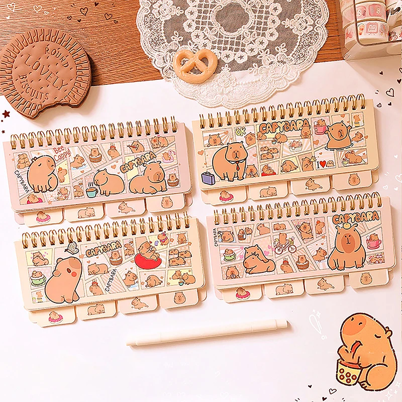 Pequeno Notebook Portátil para Notas Diárias, Papelaria Kawaii, Acessórios de Escritório, Material Escolar, Capivara Diário