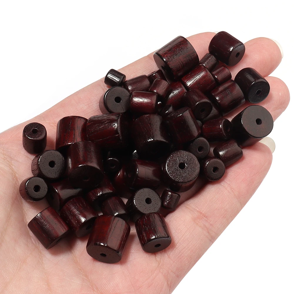 20/50pcs Natural Cylindrical Wood Beads Bucket Shape Loose Beads For Jewelry Making DIY Buddhist Bracelet Accessories6/8/10/12mm