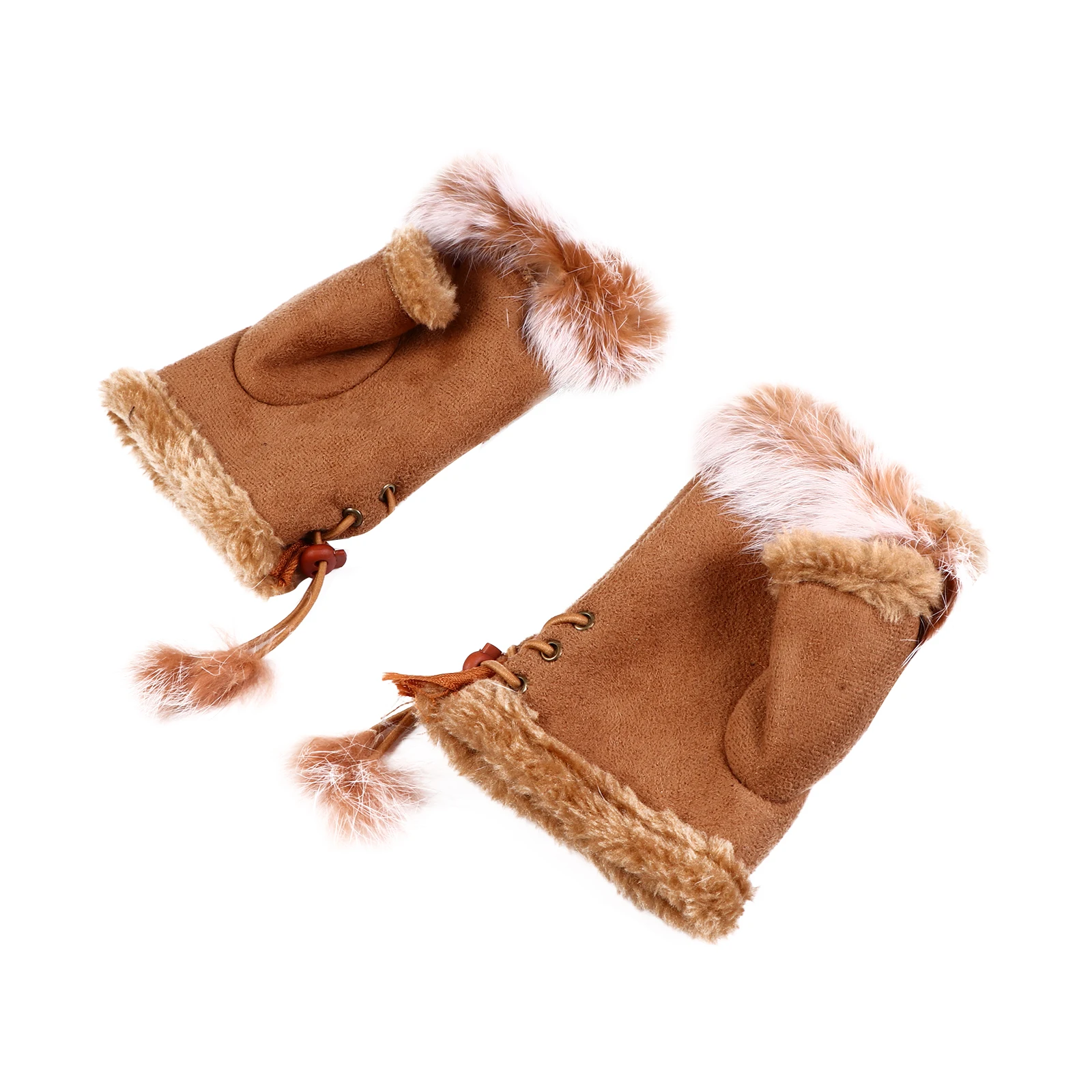 

1 Pair Warm Touchscreen Gloves Adjustable Half Finger Suede For Women Men Winter Outdoor Sports Cycling Hiking Driving Cold