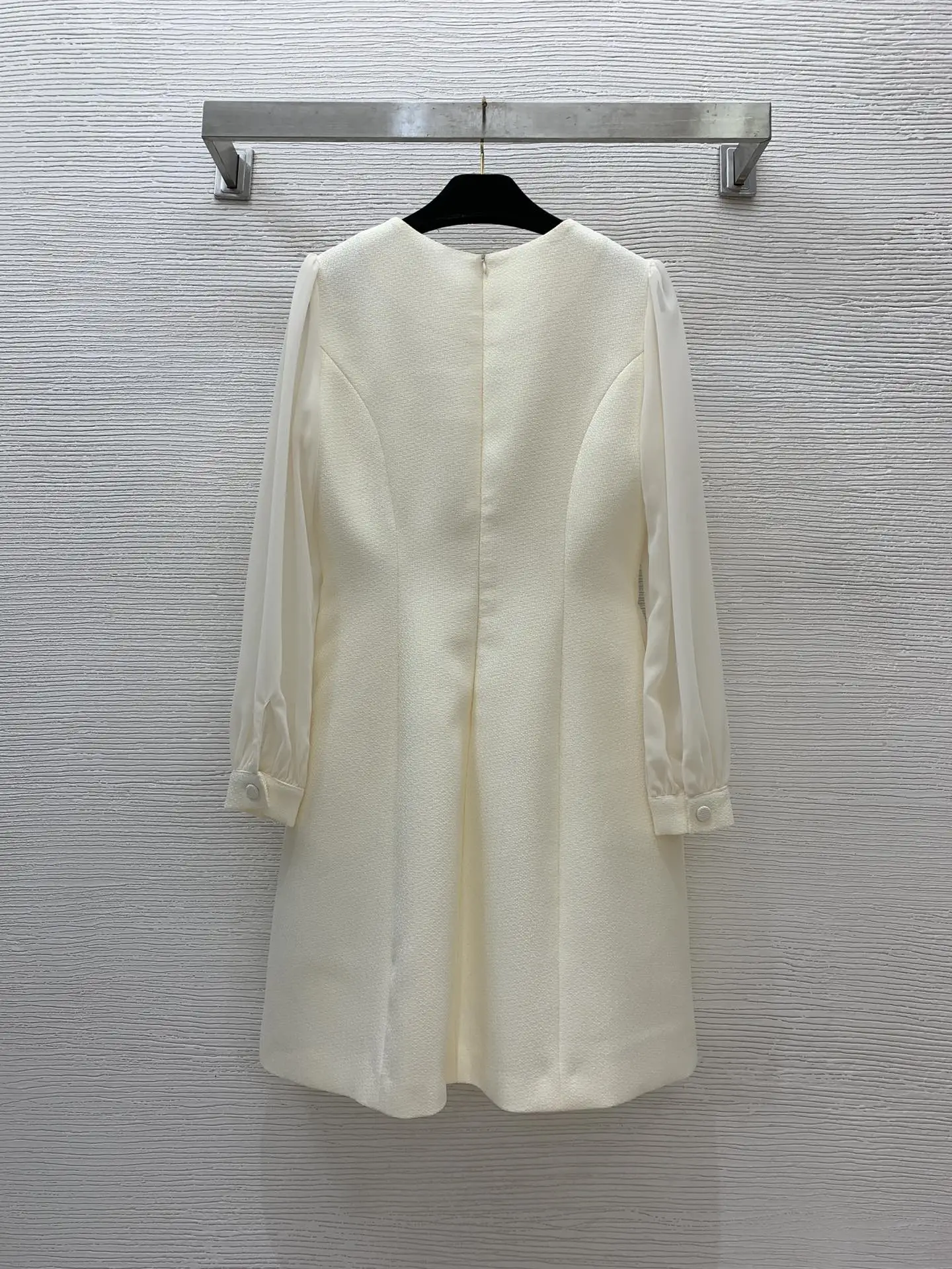 

2024 new women's perspective chiffon shirt to receive waist slimming long-sleeved dress