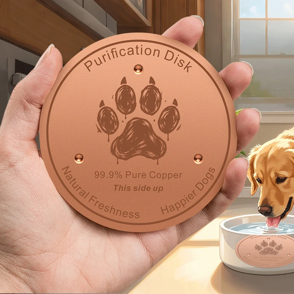 Pure Copper Pet Water Filter Disc 99.9% Purification Plate99.9% Pure Copper Water Purification Disk for Dog and Cat Bowls
