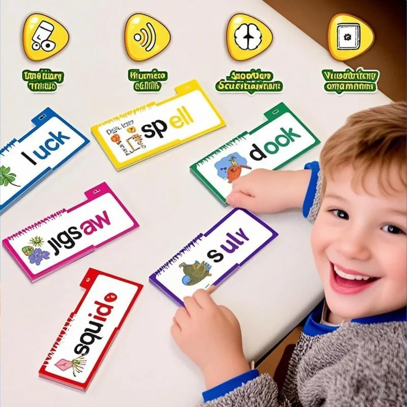 30 Read and Rhyme Flip Books Phonics Learning Set English Class Supplies Language Teaching Aids Word Spelling Calendar Flashcard