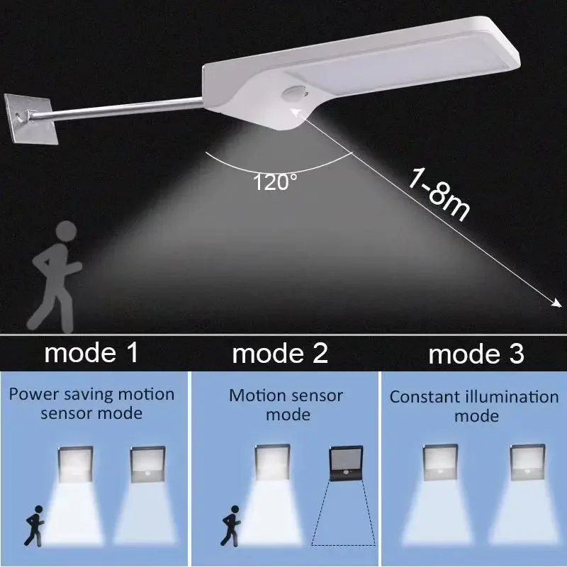 Farola de energía Solar con Sensor de movimiento PIR, lámpara Solar de seguridad para jardín, luces de pared impermeables para exteriores, iluminación de camino, porche y patio