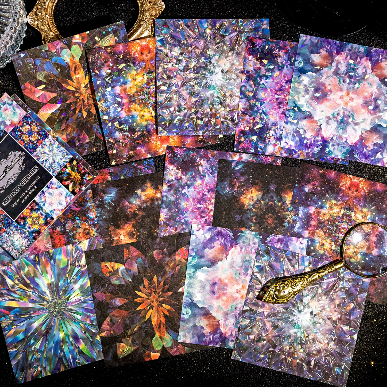 6 styles 15 pcs Kaleidoscope Series Decorative paper Diy Scrapbooking Material  Label Stationery handmade Diary Album