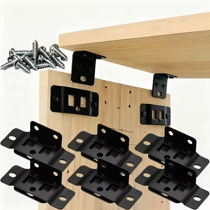 6set Metal Fixing Buckle Two in One Insert Furniture Laminate L Shaped 90 Degree Connector Bracket Hardware Easy Install Home