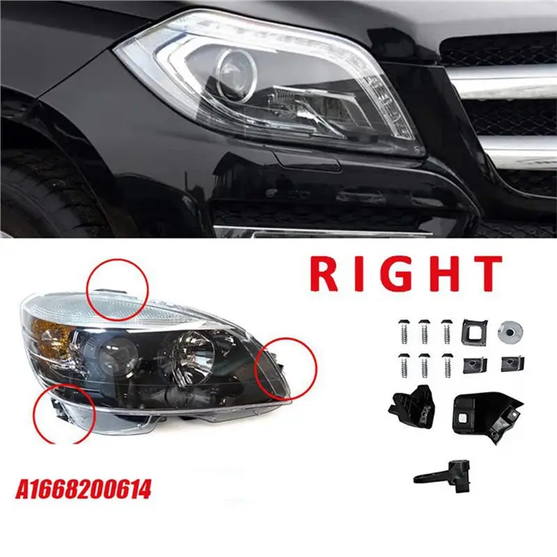 Car Front Headlight Bracket Repair Kit For GLS GL ML-Class W166 350 400 11-15 RS Mount A1668200614 R view 2