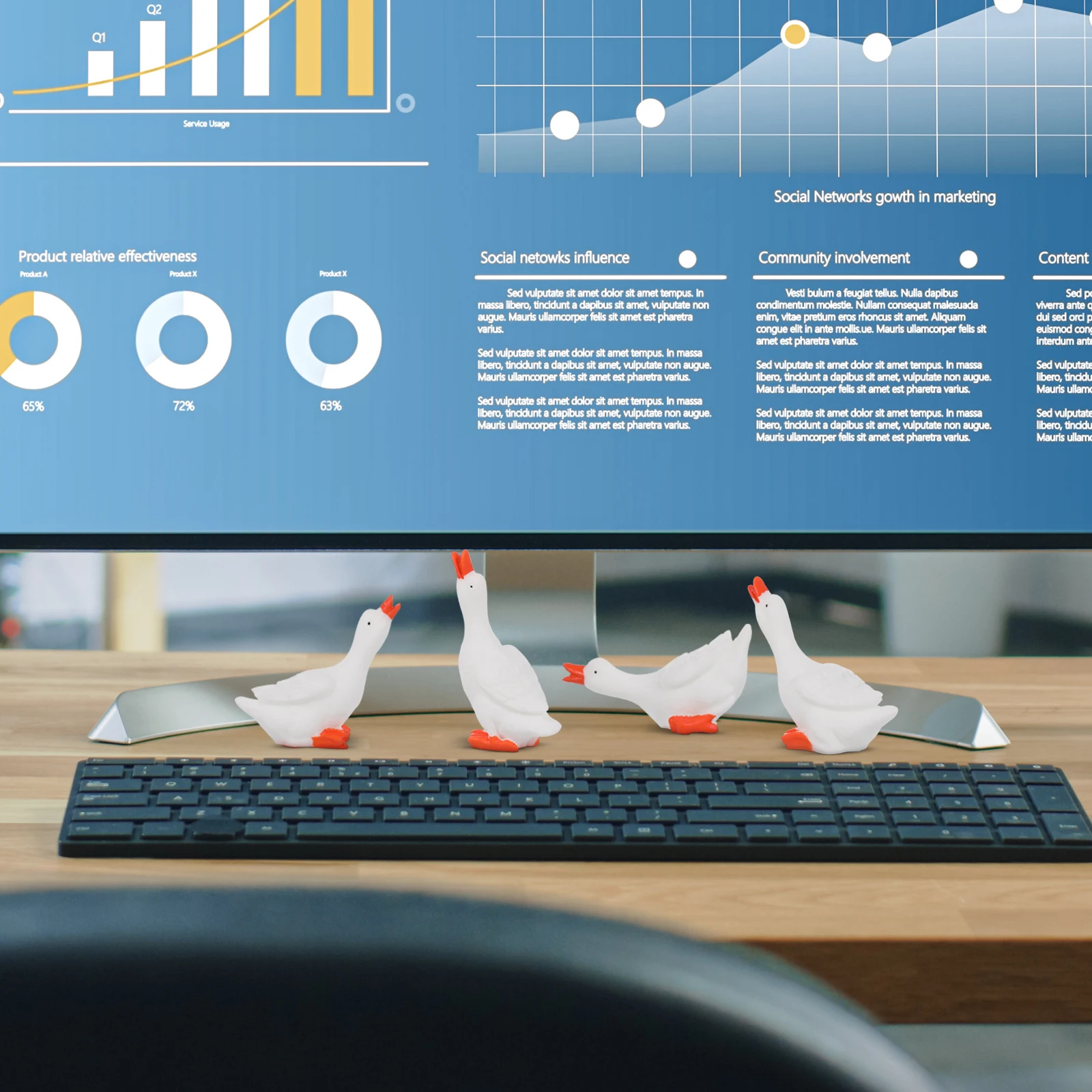 

12 Pcs Big White Goose Ornament Animal Toy Small Resin Geese Miniature Filling Home Garden Decor Statue Figurine