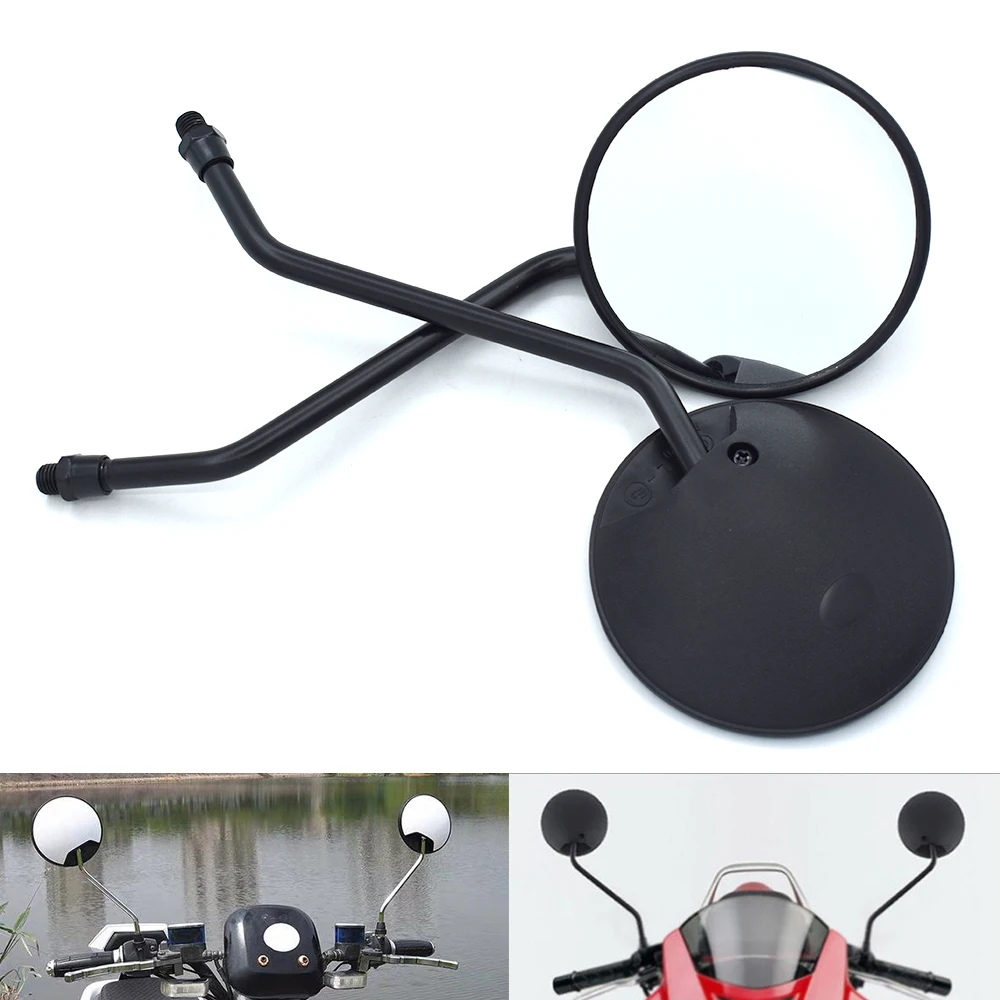 Universal Motorcycle Rearview Mirrors 10mm Round Mirrors black For KAWASAKI Z250 Z300 Z750 Z750S Z750R Z800 Z900 Z1000