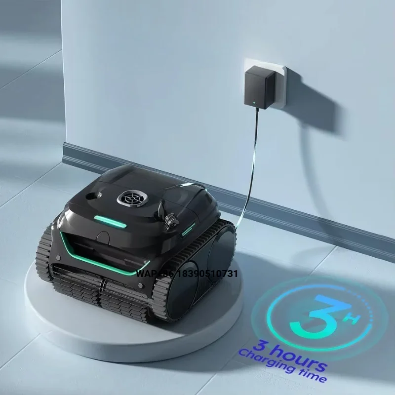 Swimming Pool Cleaning Robot Fully Cleans Bottom Walls. Automatically Powered Electric Suction. Climbs Walls Environmentally