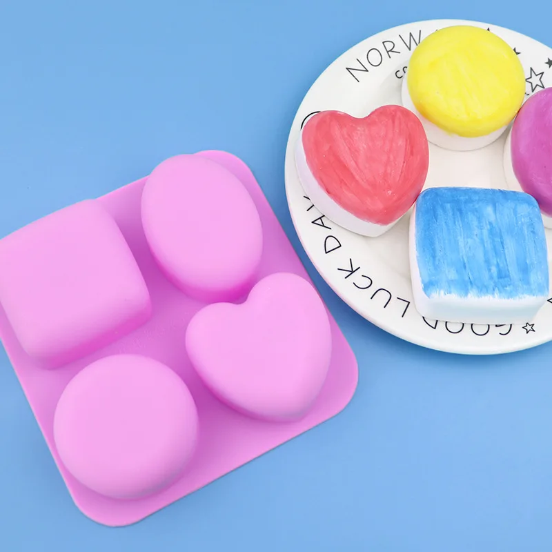 4 Silicone Handmade Soap Molds of Different Shapes XG1059